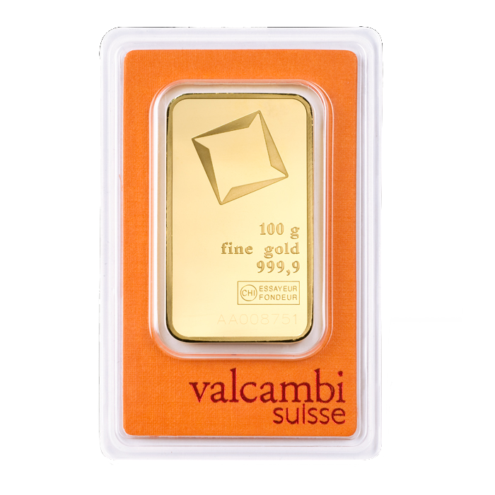 100g Valcambi 999.9 Fine Gold Bar Minted - Bullion & Storage